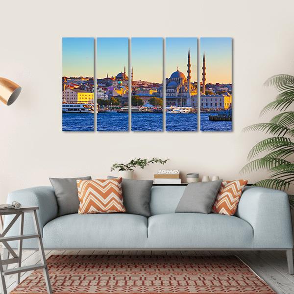 Istanbul Sunset Turkey Canvas Wall Art-5 Horizontal-Gallery Wrap-22" x 12"-Tiaracle