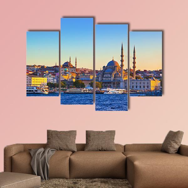 Istanbul Sunset Turkey Canvas Wall Art-4 Pop-Gallery Wrap-50" x 32"-Tiaracle