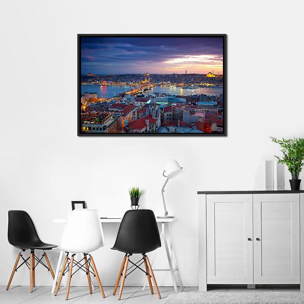 Istanbul Sunset Canvas Wall Art-3 Horizontal-Gallery Wrap-25" x 16"-Tiaracle