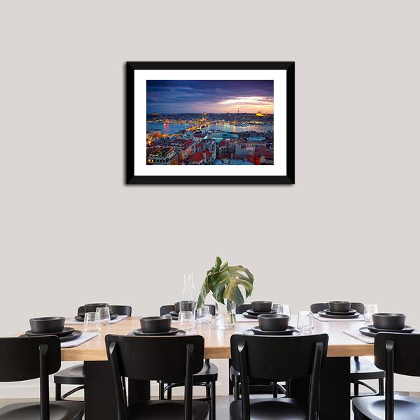 Istanbul Sunset Panoramic Canvas Wall Art-1 Piece-36" x 12"-Tiaracle