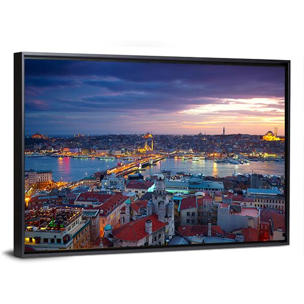 Istanbul Sunset Panoramic Canvas Wall Art-1 Piece-36" x 12"-Tiaracle