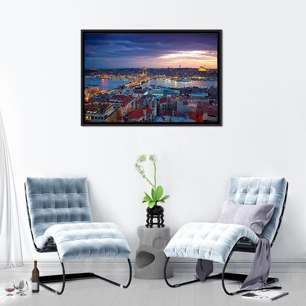 Istanbul Sunset Panoramic Canvas Wall Art-1 Piece-36" x 12"-Tiaracle