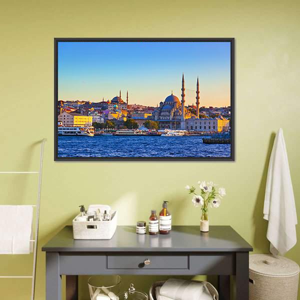 Istanbul Sunset Turkey Canvas Wall Art-1 Piece-Floating Frame-24" x 16"-Tiaracle