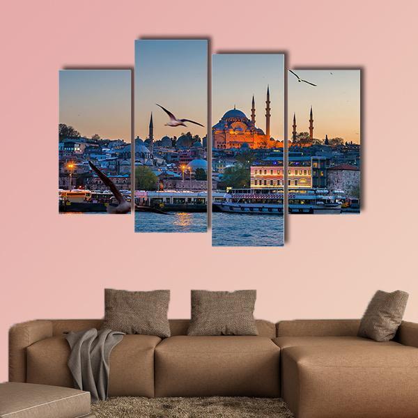 Beautiful Istanbul City Canvas Wall Art-4 Pop-Gallery Wrap-50" x 32"-Tiaracle