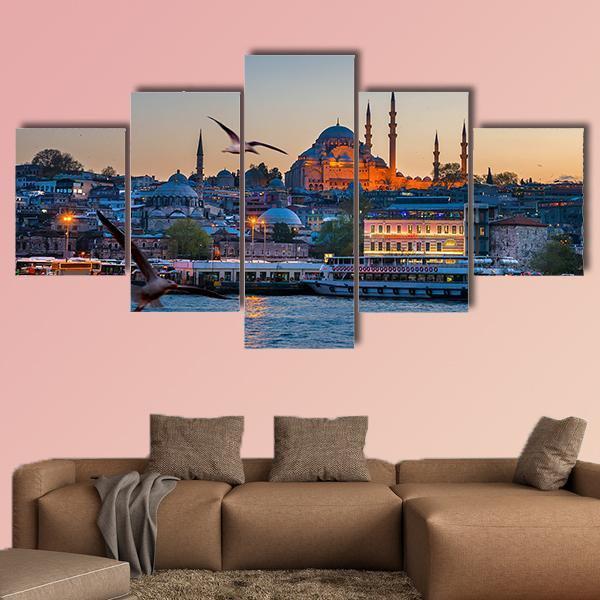 Beautiful Istanbul City Canvas Wall Art-5 Star-Gallery Wrap-62" x 32"-Tiaracle