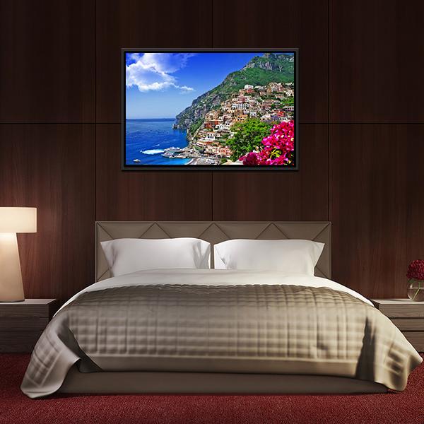 Italian Coast Positano Canvas Wall Art-3 Horizontal-Gallery Wrap-25" x 16"-Tiaracle