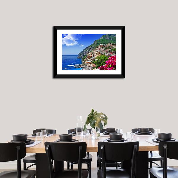 Italian Coast Positano Canvas Wall Art-3 Horizontal-Gallery Wrap-25" x 16"-Tiaracle