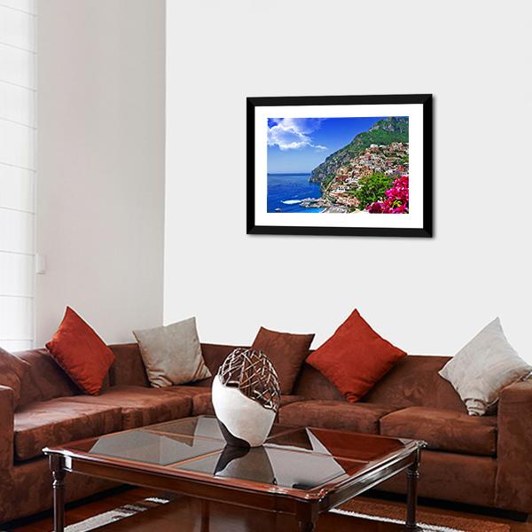 Italian Coast Positano Canvas Wall Art-3 Horizontal-Gallery Wrap-25" x 16"-Tiaracle