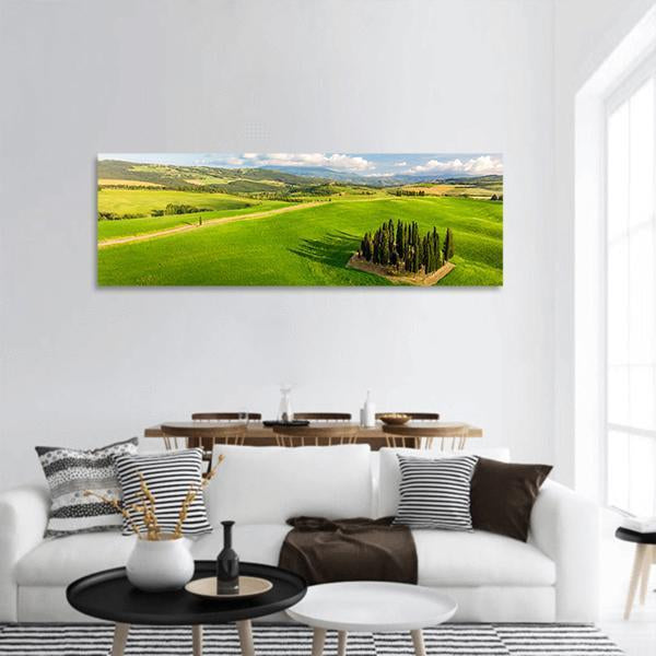 Italian Cypresses Tuscany Panoramic Canvas Wall Art-1 Piece-36" x 12"-Tiaracle