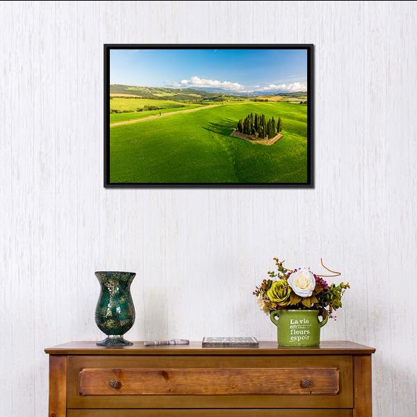 Italian Cypresses Tuscany Canvas Wall Art-1 Piece-Floating Frame-24" x 16"-Tiaracle