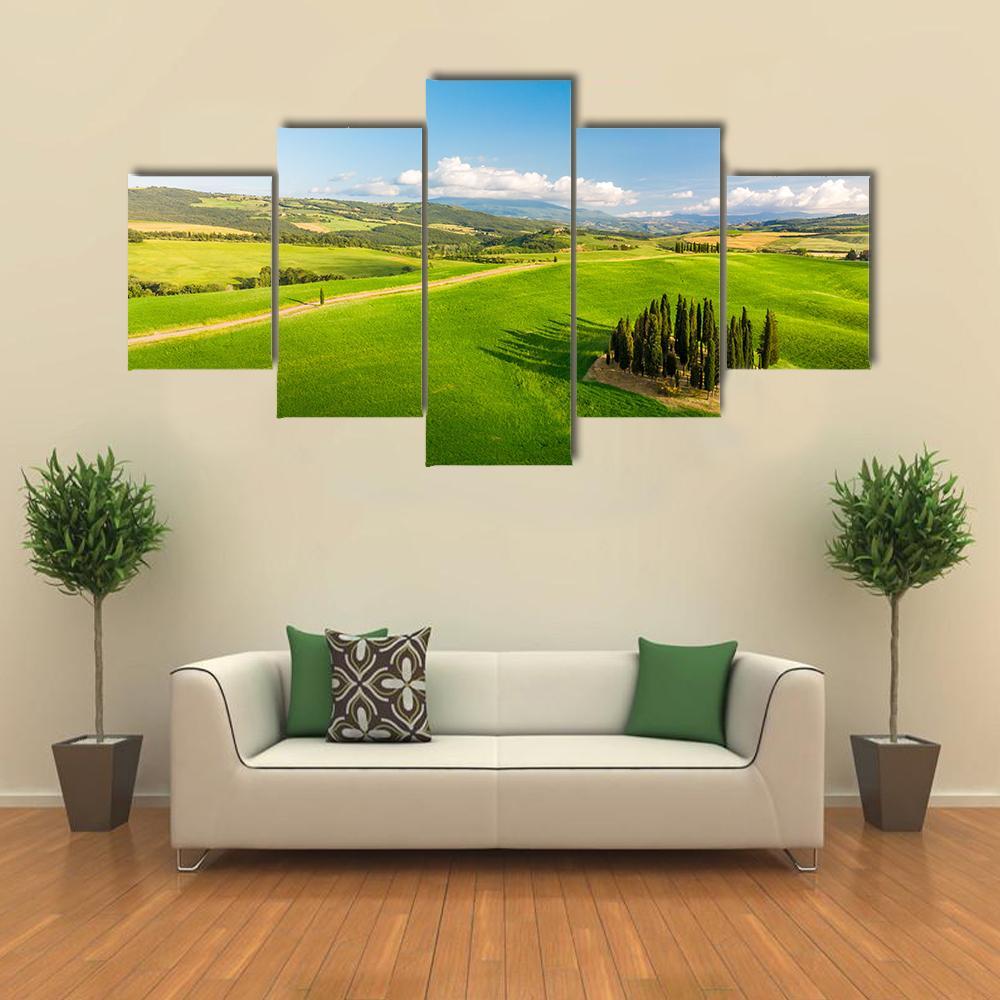 Italian Cypresses Tuscany Canvas Wall Art-5 Star-Gallery Wrap-62" x 32"-Tiaracle