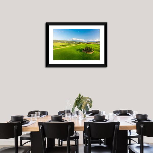Italian Cypresses Tuscany Panoramic Canvas Wall Art-1 Piece-36" x 12"-Tiaracle