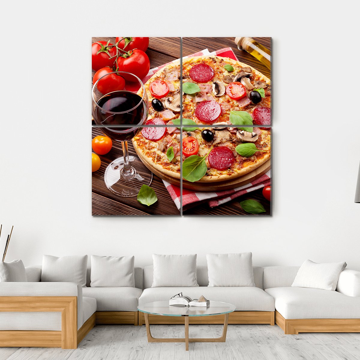 Italian Pizza Canvas Wall Art-4 Square-Gallery Wrap-17" x 17"-Tiaracle