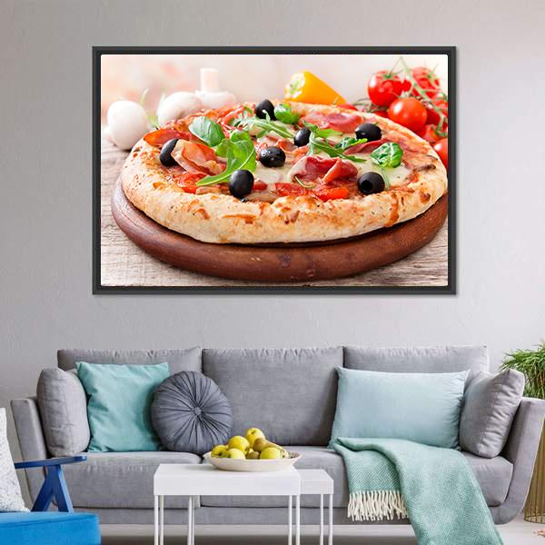 Italian Pizza Canvas Wall Art-3 Horizontal-Gallery Wrap-25" x 16"-Tiaracle