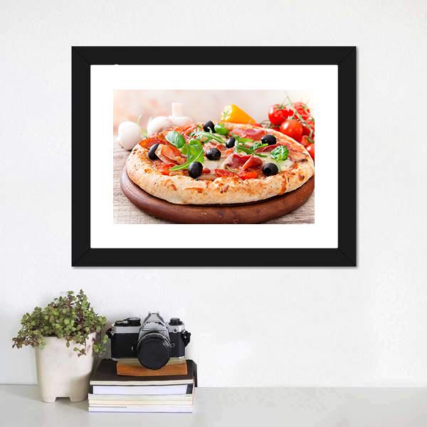 Italian Pizza Canvas Wall Art-1 Piece-Framed Print-20" x 16"-Tiaracle