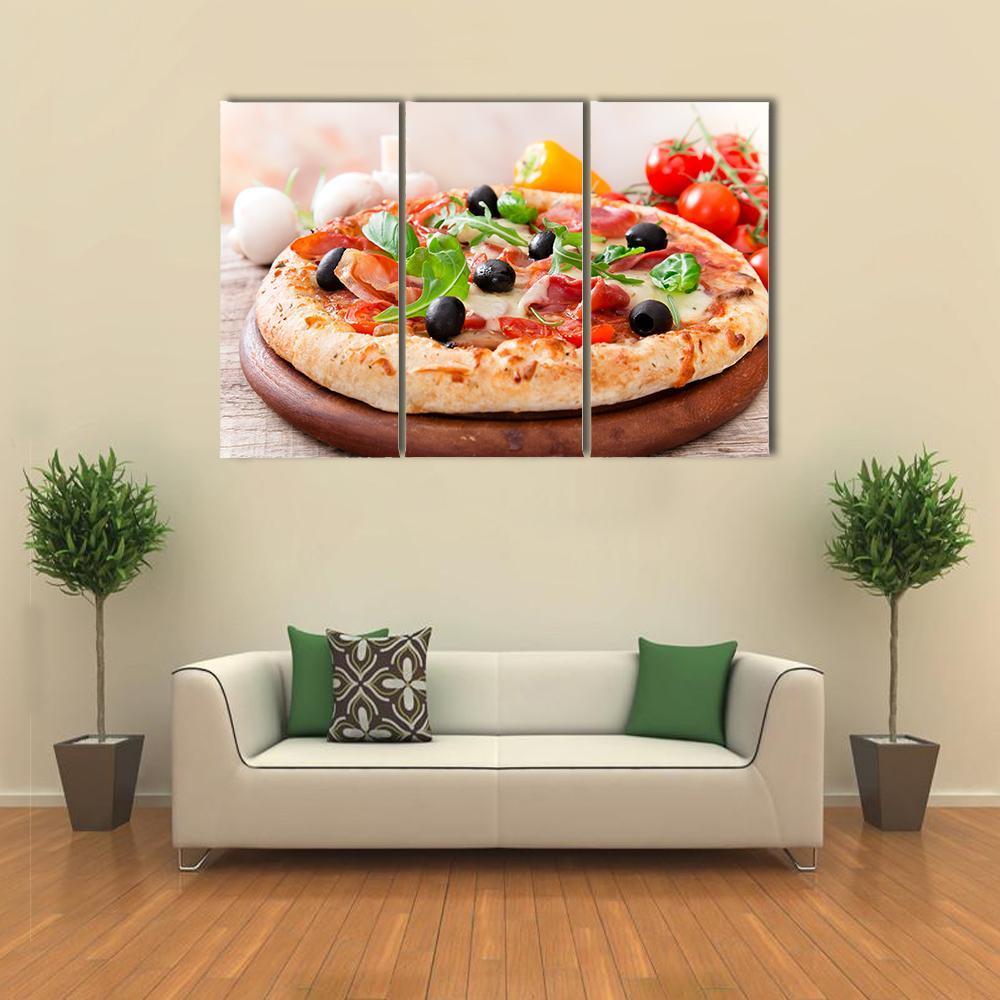 Italian Pizza Canvas Wall Art-3 Horizontal-Gallery Wrap-37" x 24"-Tiaracle