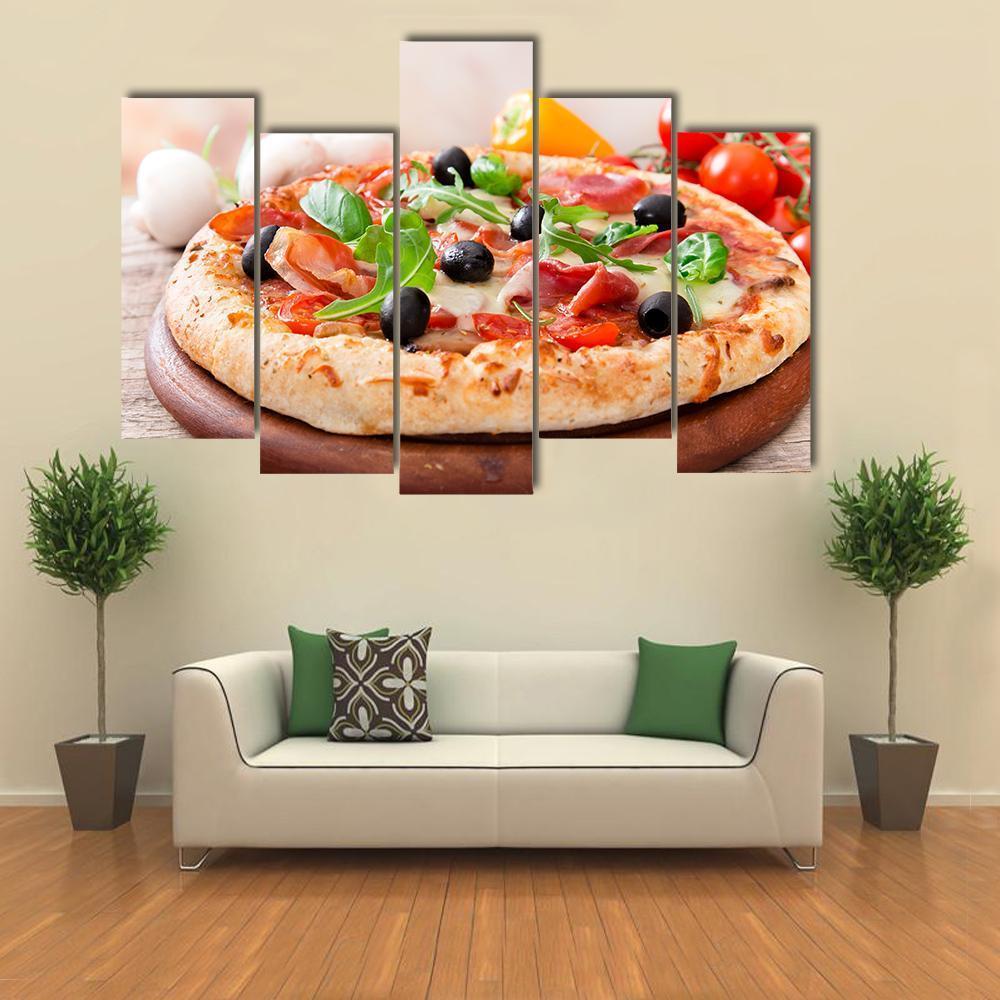 Italian Pizza Canvas Wall Art-5 Pop-Gallery Wrap-47" x 32"-Tiaracle