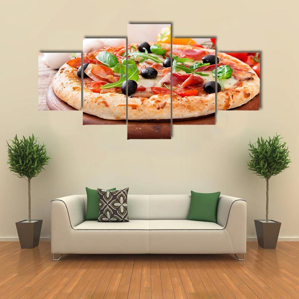 Italian Pizza Canvas Wall Art-3 Horizontal-Gallery Wrap-37" x 24"-Tiaracle