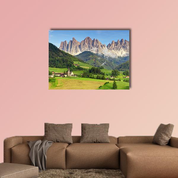 Italy Dolomites Val Di Funes Canvas Wall Art-1 Piece-Gallery Wrap-36" x 24"-Tiaracle