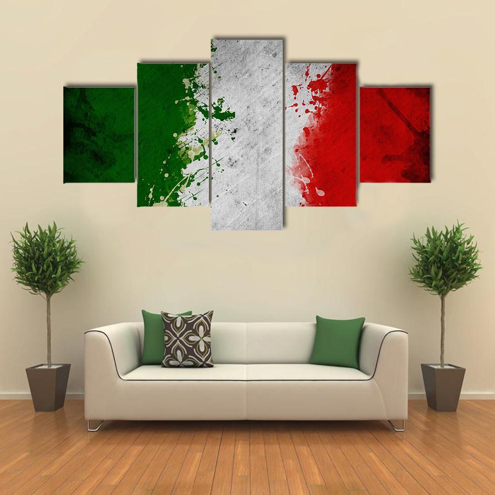 Italy Flag Canvas Wall Art-5 Star-Gallery Wrap-62" x 32"-Tiaracle