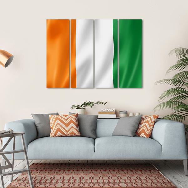 Ivory Coast Flag Canvas Wall Art-4 Horizontal-Gallery Wrap-34" x 24"-Tiaracle