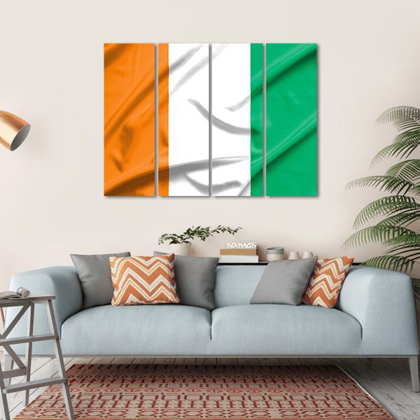 Ivory Coast Flag Canvas Wall Art-4 Horizontal-Gallery Wrap-34" x 24"-Tiaracle