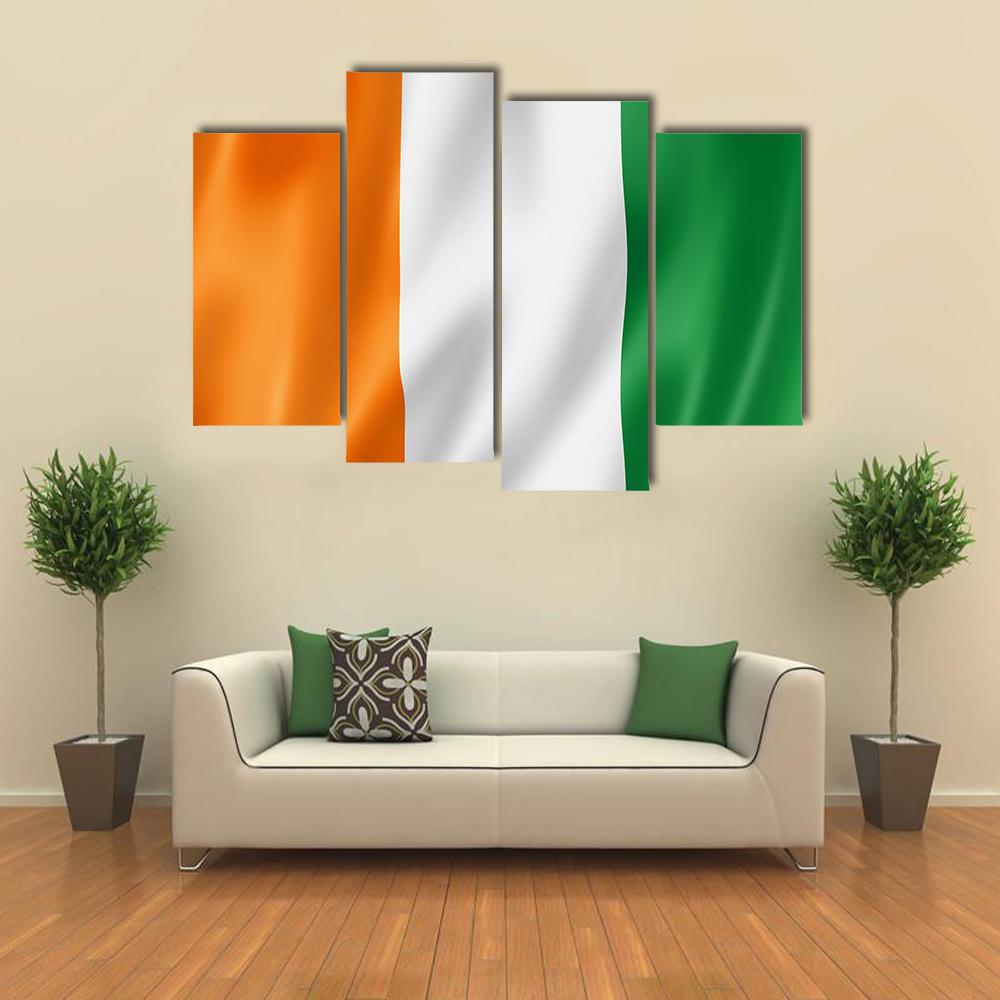 Ivory Coast Flag Canvas Wall Art-4 Pop-Gallery Wrap-34" x 20"-Tiaracle