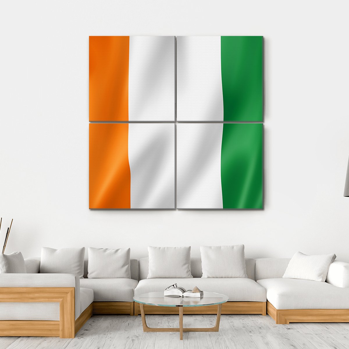 Ivory Coast Flag Canvas Wall Art-4 Square-Gallery Wrap-17" x 17"-Tiaracle
