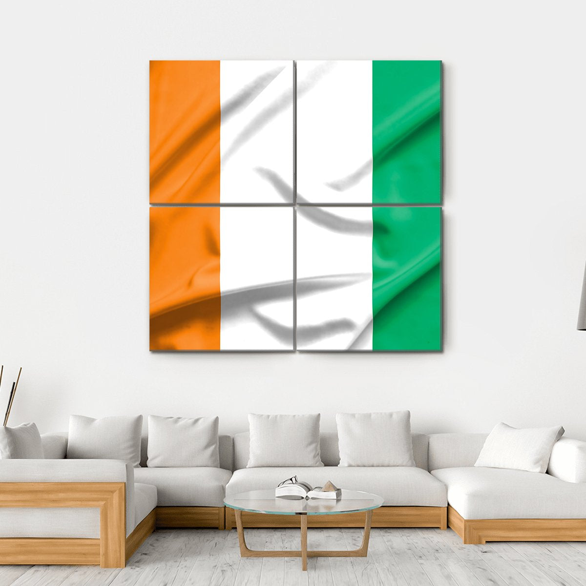 Ivory Coast Flag Canvas Wall Art-4 Square-Gallery Wrap-17" x 17"-Tiaracle