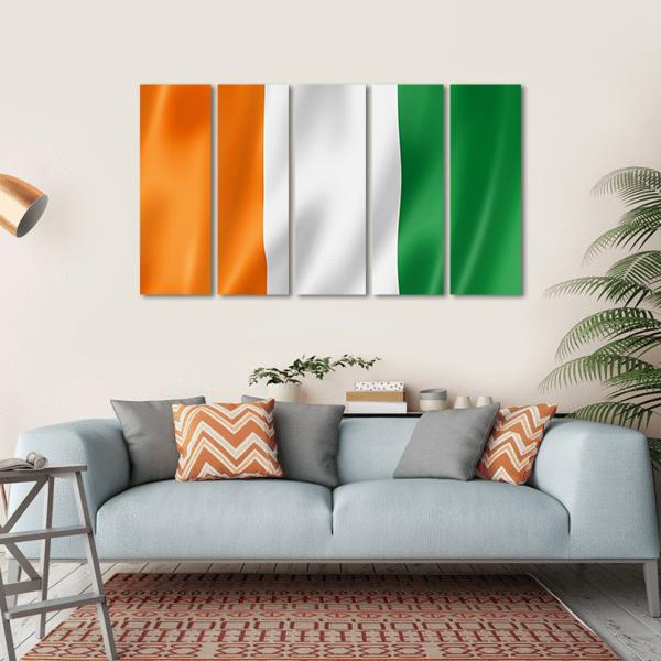 Ivory Coast Flag Canvas Wall Art-5 Horizontal-Gallery Wrap-22" x 12"-Tiaracle