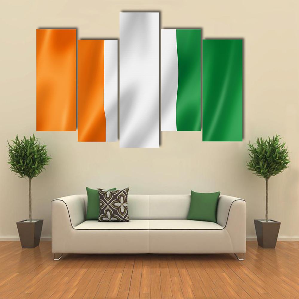 Ivory Coast Flag Canvas Wall Art-5 Pop-Gallery Wrap-32" x 21"-Tiaracle