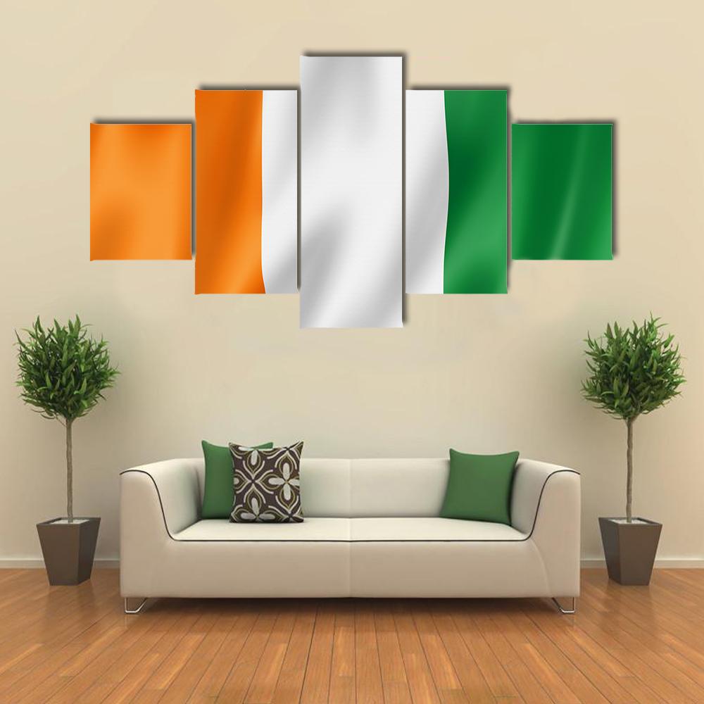 Ivory Coast Flag Canvas Wall Art-5 Star-Gallery Wrap-42" x 21"-Tiaracle