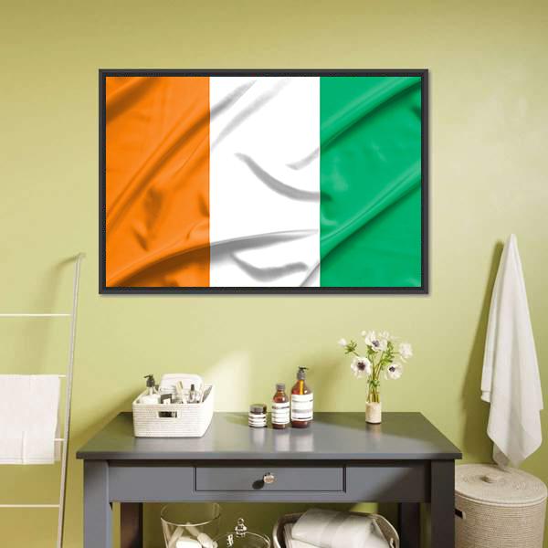 Ivory Coast Flag Canvas Wall Art-1 Piece-Floating Frame-24" x 16"-Tiaracle