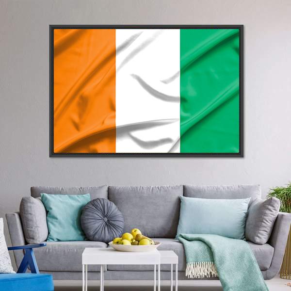 Ivory Coast Flag Canvas Wall Art-5 Horizontal-Gallery Wrap-22" x 12"-Tiaracle