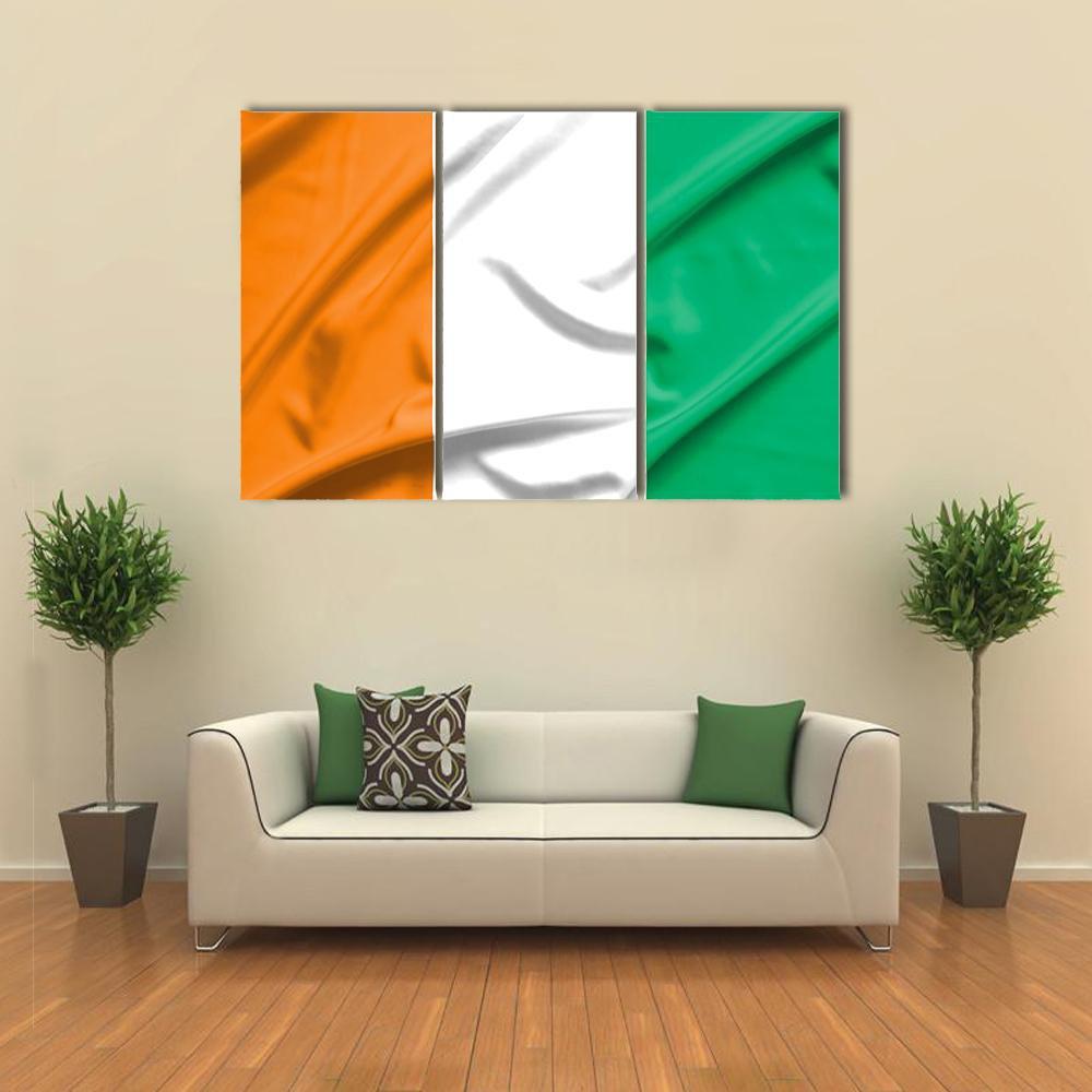 Ivory Coast Flag Canvas Wall Art-3 Horizontal-Gallery Wrap-37" x 24"-Tiaracle