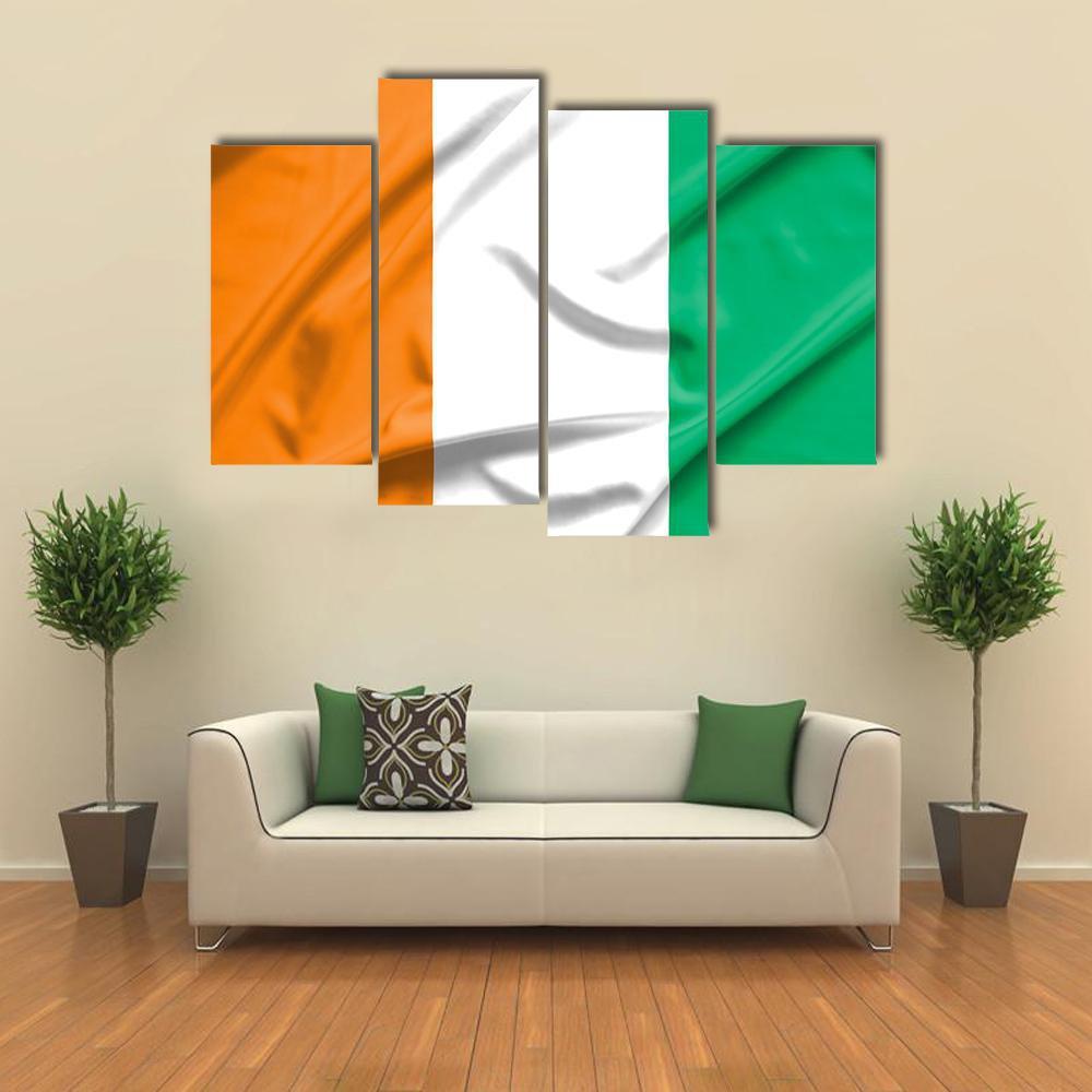 Ivory Coast Flag Canvas Wall Art-4 Pop-Gallery Wrap-50" x 32"-Tiaracle