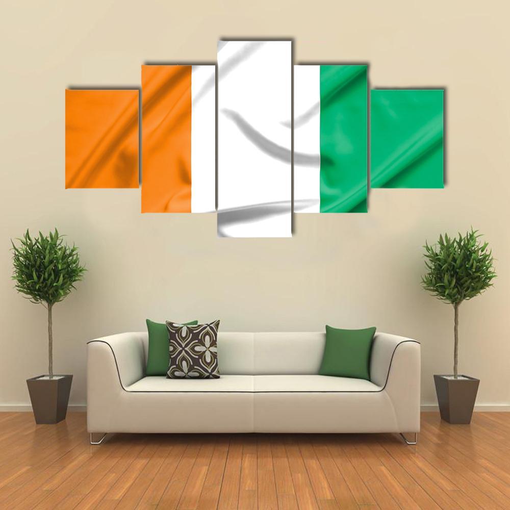 Ivory Coast Flag Canvas Wall Art-3 Horizontal-Gallery Wrap-37" x 24"-Tiaracle