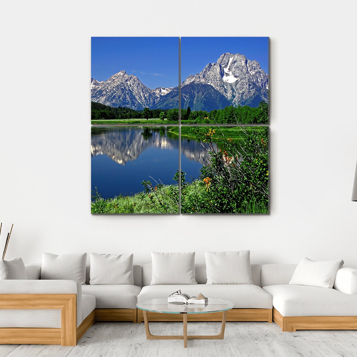 Jackson Lake Canvas Wall Art-4 Square-Gallery Wrap-17" x 17"-Tiaracle