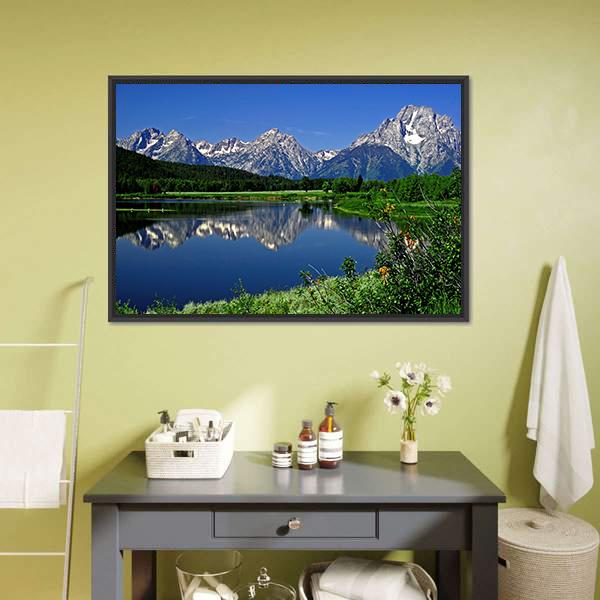 Jackson Lake Canvas Wall Art-1 Piece-Floating Frame-24" x 16"-Tiaracle