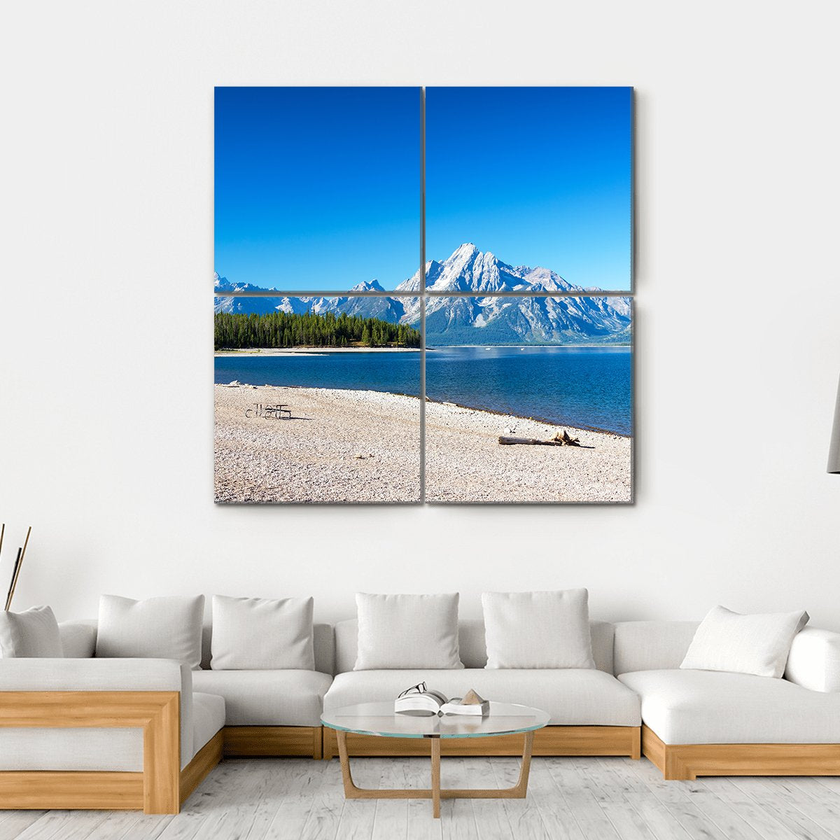 Jackson Lake In Grand Teton Canvas Wall Art-4 Square-Gallery Wrap-17" x 17"-Tiaracle