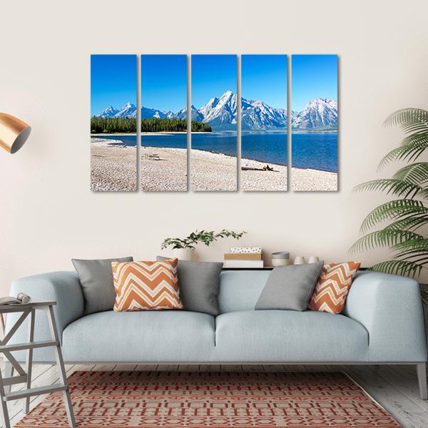 Jackson Lake In Grand Teton Canvas Wall Art-5 Horizontal-Gallery Wrap-22" x 12"-Tiaracle