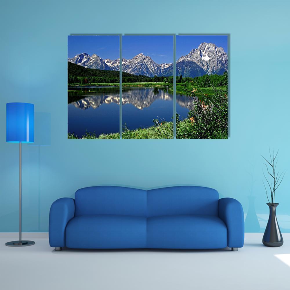 Jackson Lake Canvas Wall Art-5 Star-Gallery Wrap-62" x 32"-Tiaracle