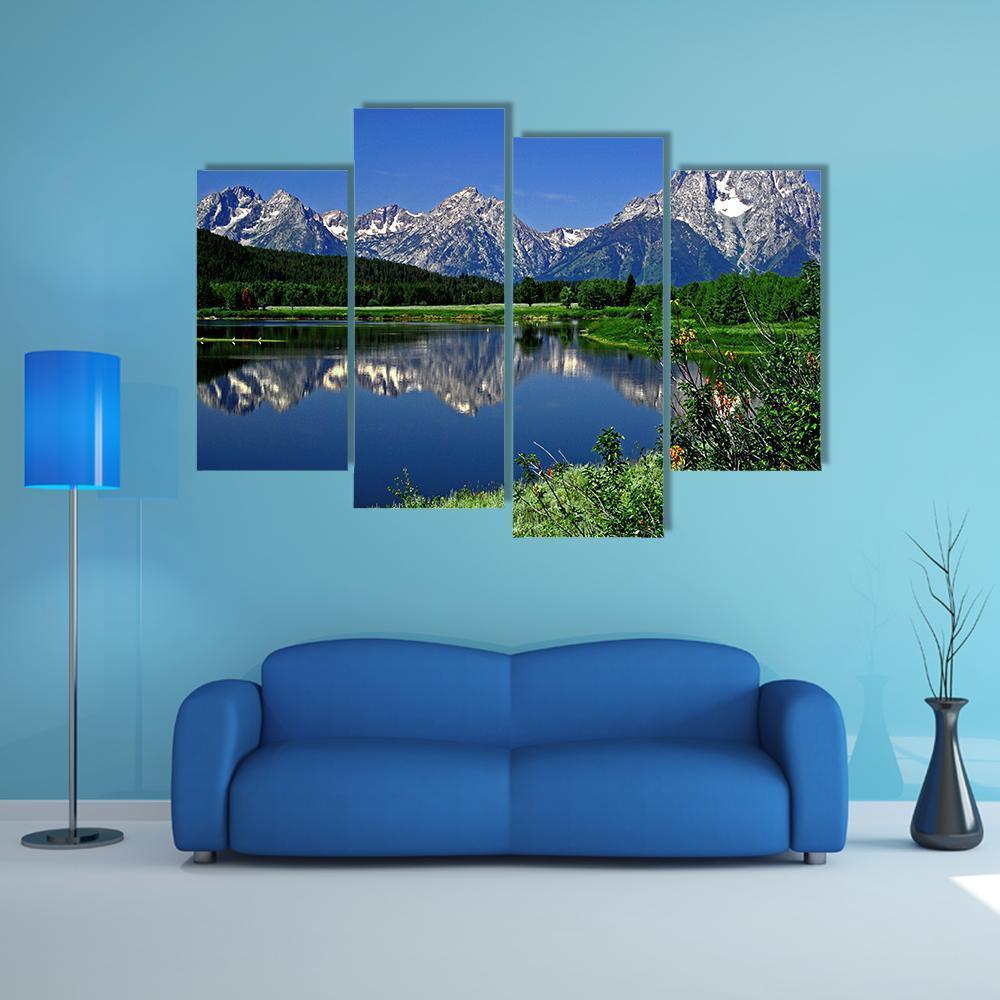 Jackson Lake Canvas Wall Art-4 Pop-Gallery Wrap-50" x 32"-Tiaracle
