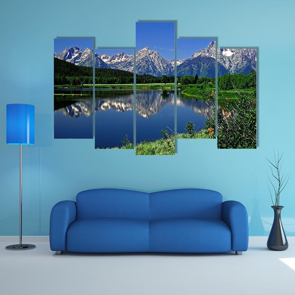 Jackson Lake Canvas Wall Art-5 Pop-Gallery Wrap-47" x 32"-Tiaracle