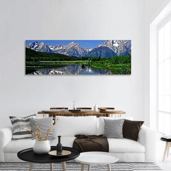 Jackson Lake Panoramic Canvas Wall Art-3 Piece-25" x 08"-Tiaracle