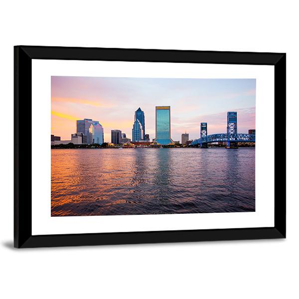 Jacksonville City Skyline Florida Panoramic Canvas Wall Art-1 Piece-36" x 12"-Tiaracle