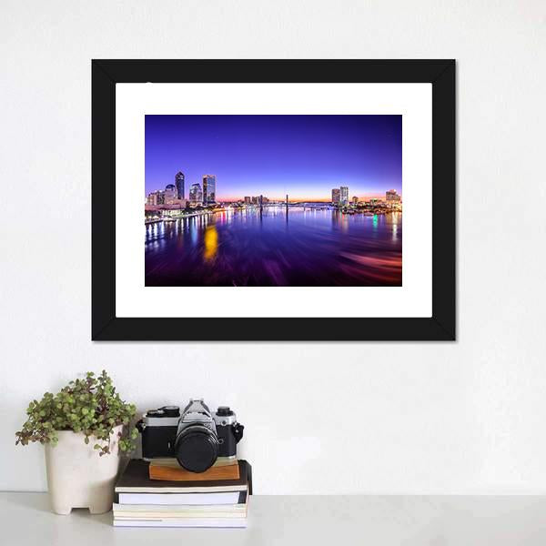Jacksonville Cityscape At Dawn Panoramic Canvas Wall Art-1 Piece-36" x 12"-Tiaracle