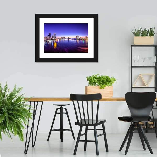 Jacksonville Cityscape At Dawn Panoramic Canvas Wall Art-1 Piece-36" x 12"-Tiaracle