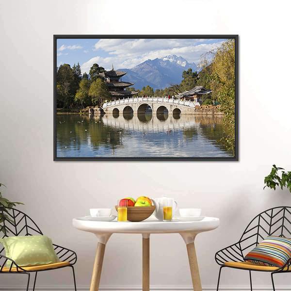 Jade Dragon Snow Mountain Canvas Wall Art-3 Horizontal-Gallery Wrap-25" x 16"-Tiaracle