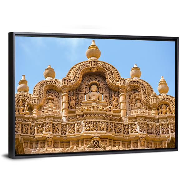 Jain Temple In Jaisalmer Canvas Wall Art-3 Horizontal-Gallery Wrap-25" x 16"-Tiaracle
